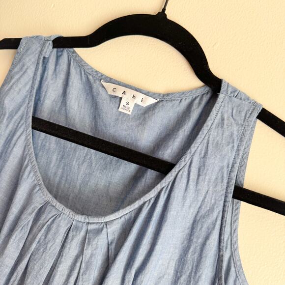 Cabi Chamray Blue Pleat Front Sleeveless Tank Top - Small - Picture 3 of 6